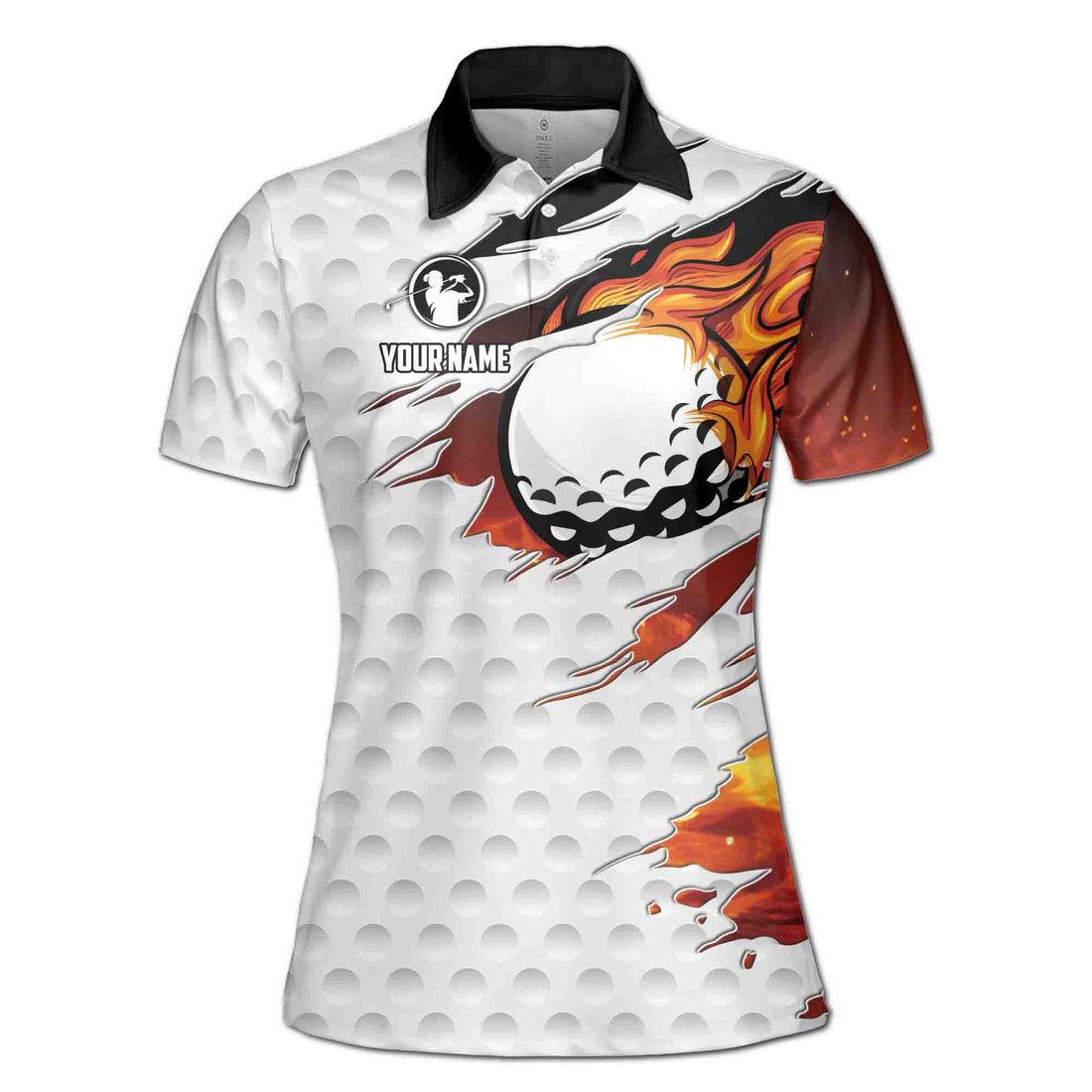 Custom Name Scratch On Golf Golf On Flame Women's Polo Shirt S-5XL