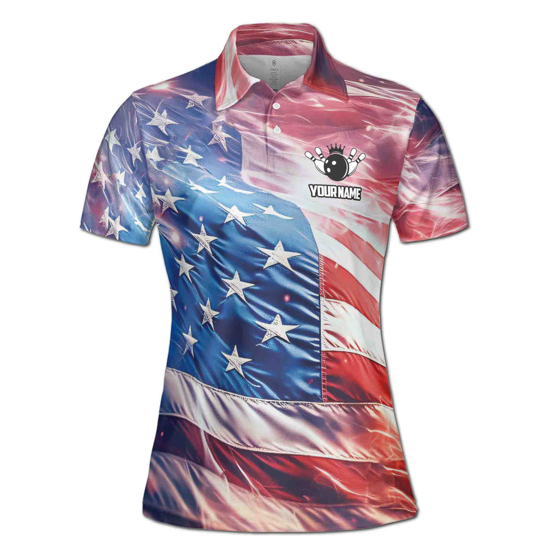 Personalized Patriotic America Eagle Bowling Lover Women's Polo Shirt S-5XL