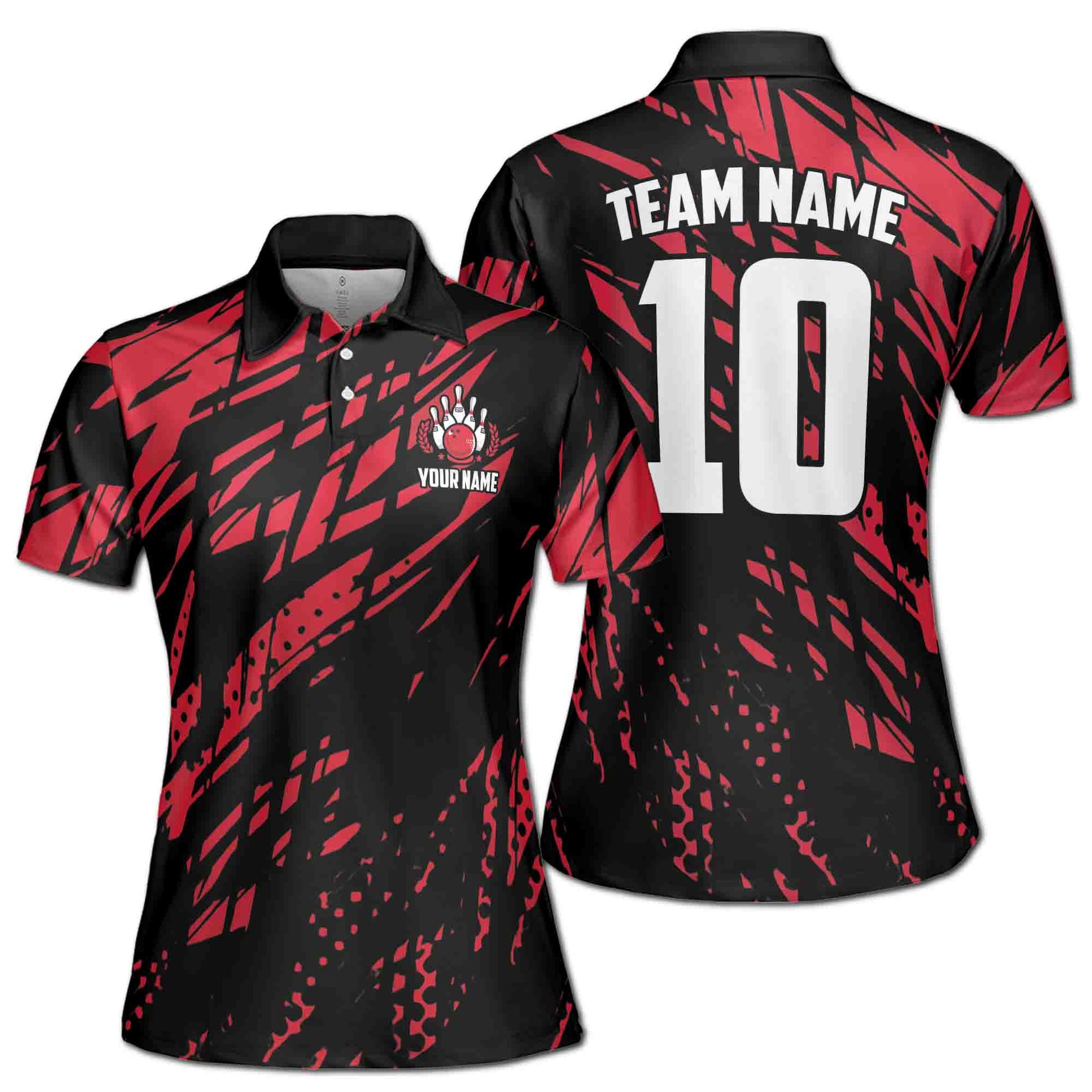 Customized Bowling Team Uniform Grunge Women's Polo Shirt S-5XL