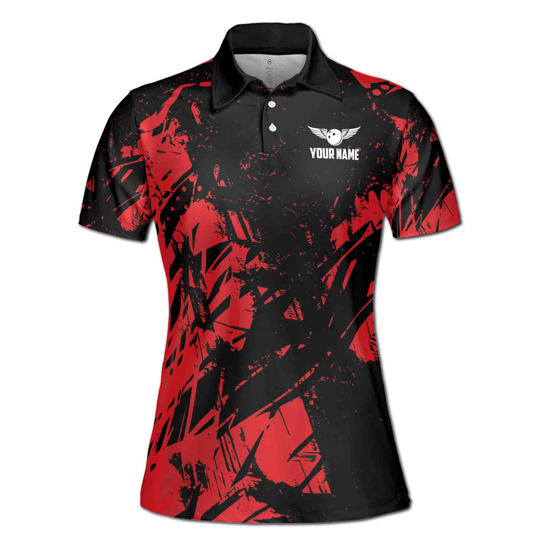 Personalized Red Bowling Team Dark Women's Polo Shirt S-5XL