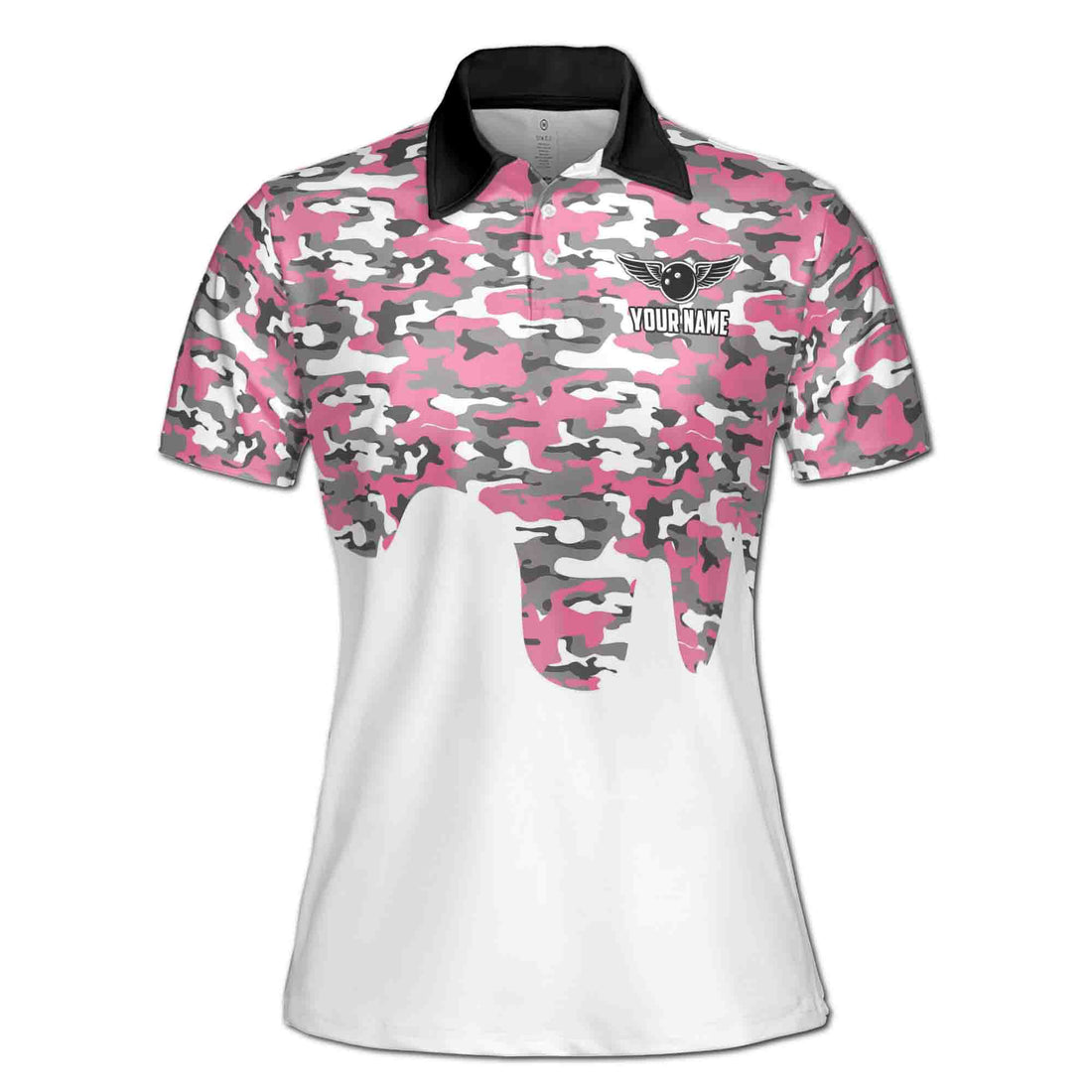 Custom Name Pink Camo I Know I Bowl Bowling Women's Polo Shirt S-5XL