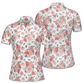 Funny Pink Floral Flamingo Lovely Women's Polo Shirt S-5XL
