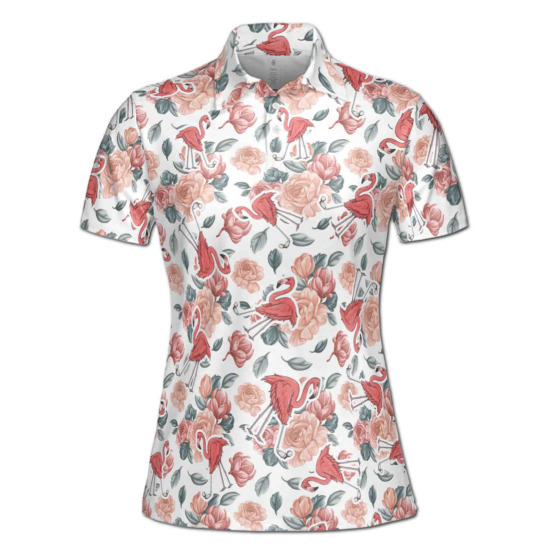 Funny Pink Floral Flamingo Lovely Women's Polo Shirt S-5XL