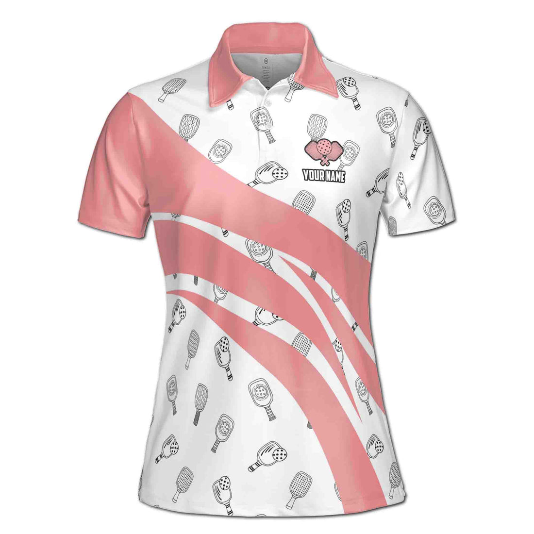 Custom Name Pinky Pickleball Pattern Women's Polo Shirt S-5XL