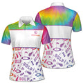 Custom Name Rainbow Color Fore! Golf Pattern Women's Polo Shirt S-5XL