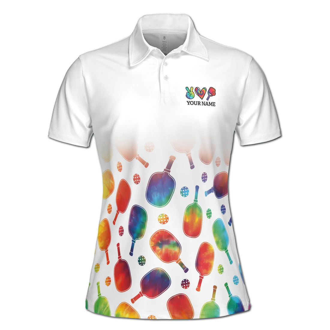 Custom Name Peace Love And Pickleball Women's Polo Shirt S-5XL