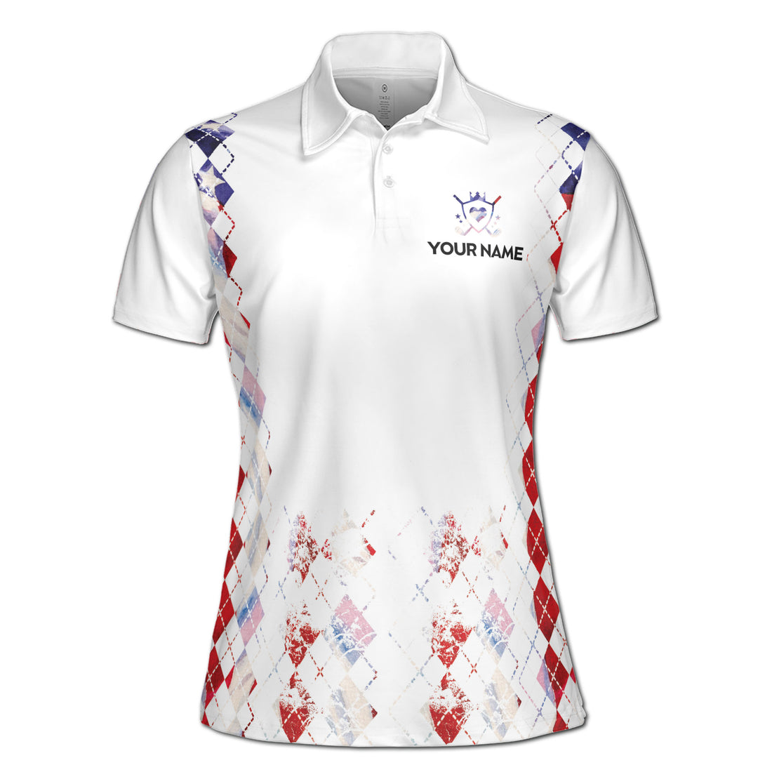 Custom Name America Argyle Swing Swear Repeat Golf Women's Polo Shirt