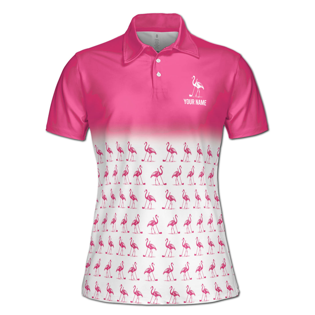 Custom Pink Flamingo Pattern Talk To Me Birdie Women's Polo Shirt S-5XL