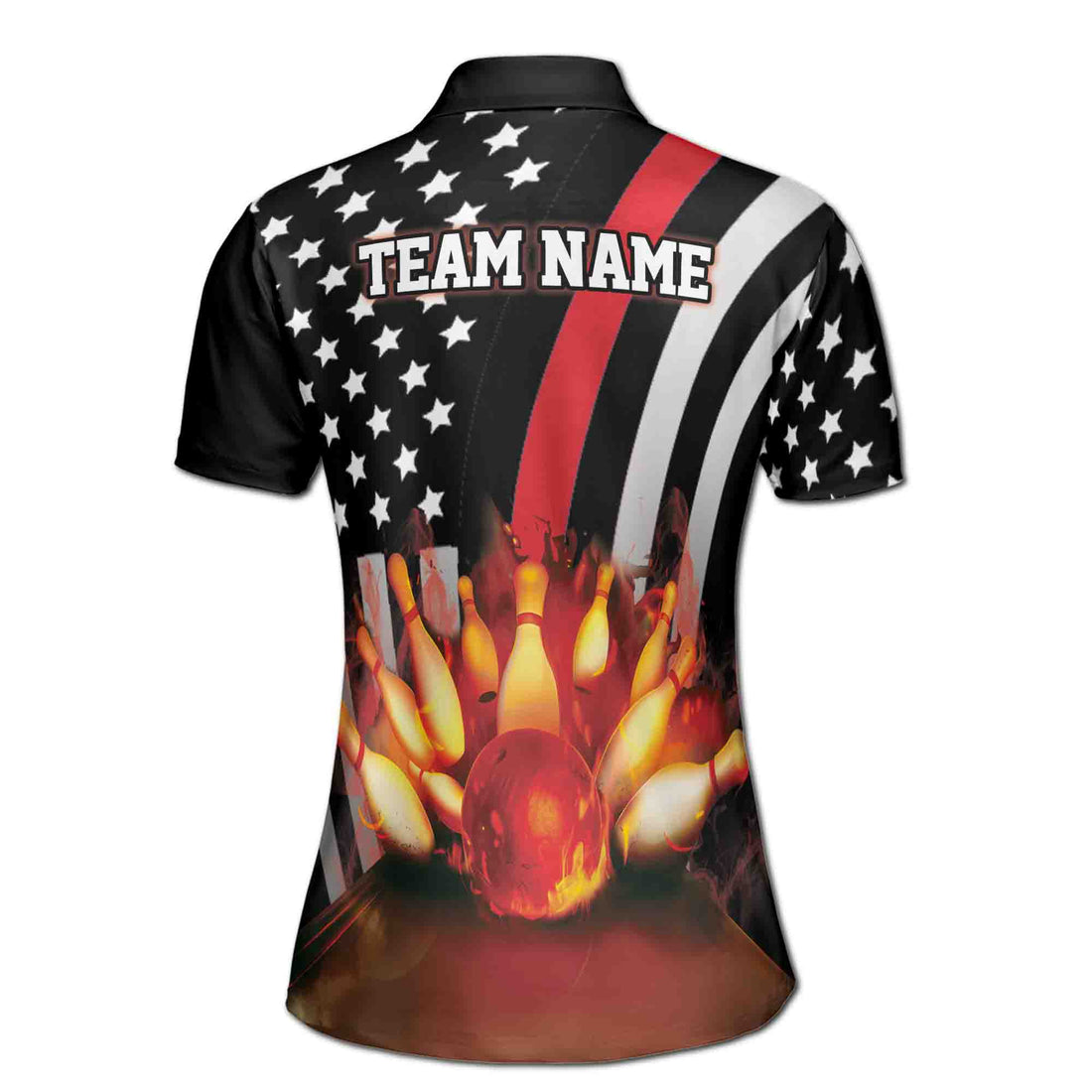 Personalized Flaming Bowling American Women's Polo Shirt S-5XL