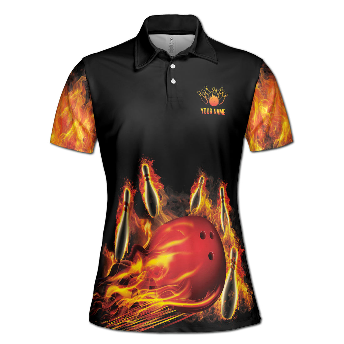 Personalized Bowling On Fire Texas Style Women's Polo Shirt S-5XL