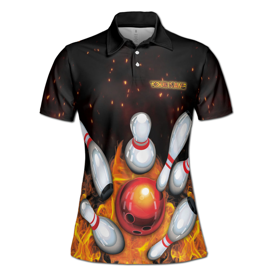 Personalized Bowling Strike Play On Fire Women's Polo Shirt S-5XL