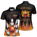 Personalized Bowling Strike Play On Fire Women's Polo Shirt S-5XL