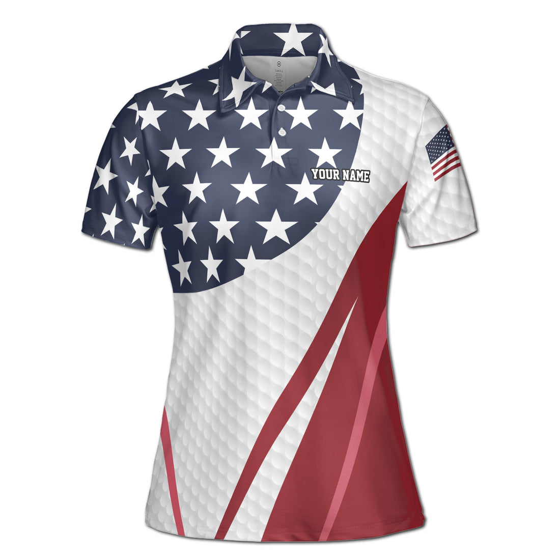 Custom Name Patriotic America Pattern American Golfer Women's Polo Shirt S-5XL