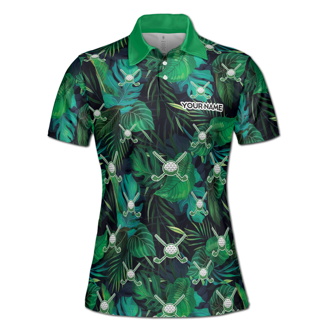 Custom Green Tropical Palm Leaf Golf Lover Women's Polo Shirt S-5XL