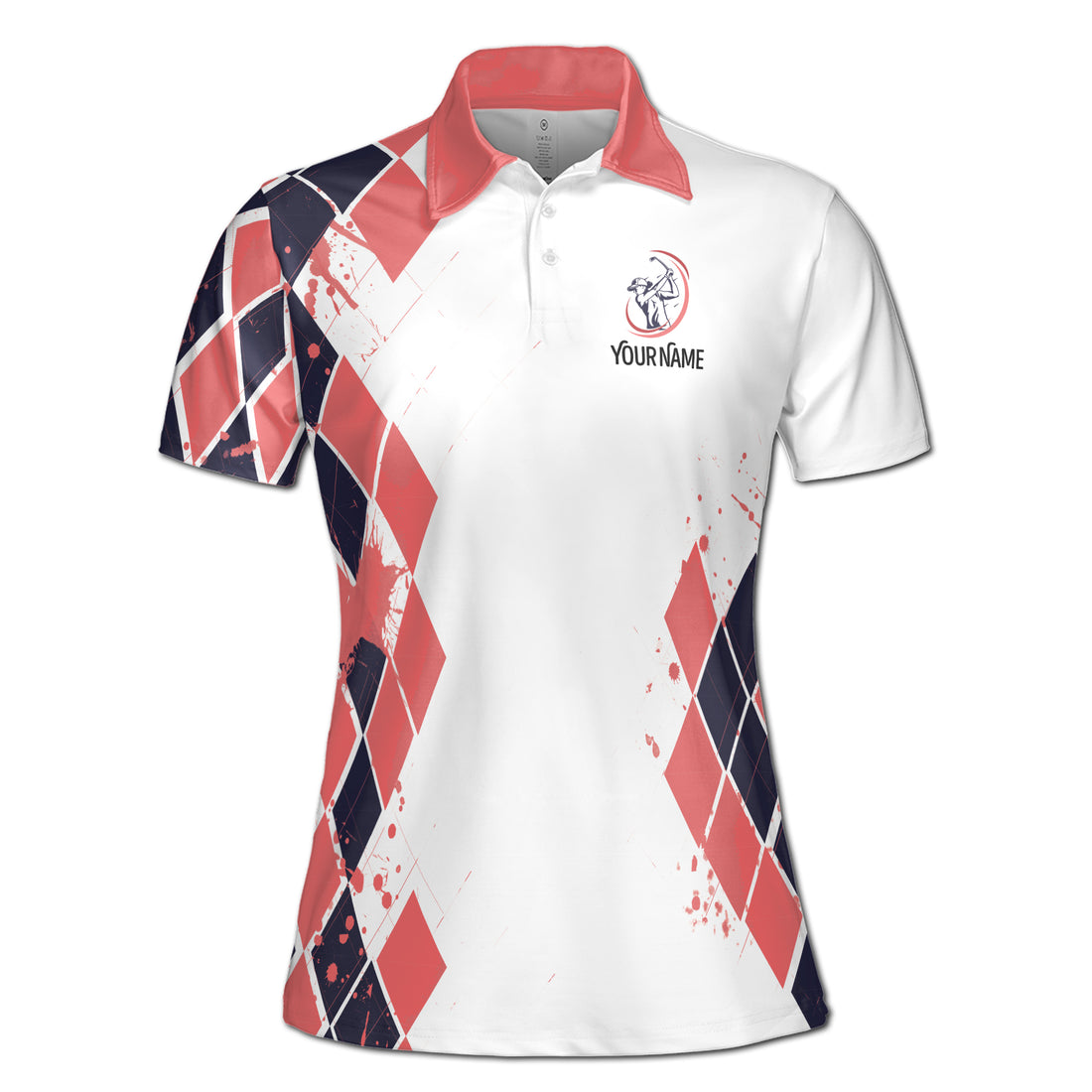 Custom Name Pink Spatter Just A Girl Who Loves Golf Women's Polo Shirt S-5XL