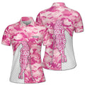 Custom Name Pink Camo Lady Golfer Women's Polo Shirt S-5XL