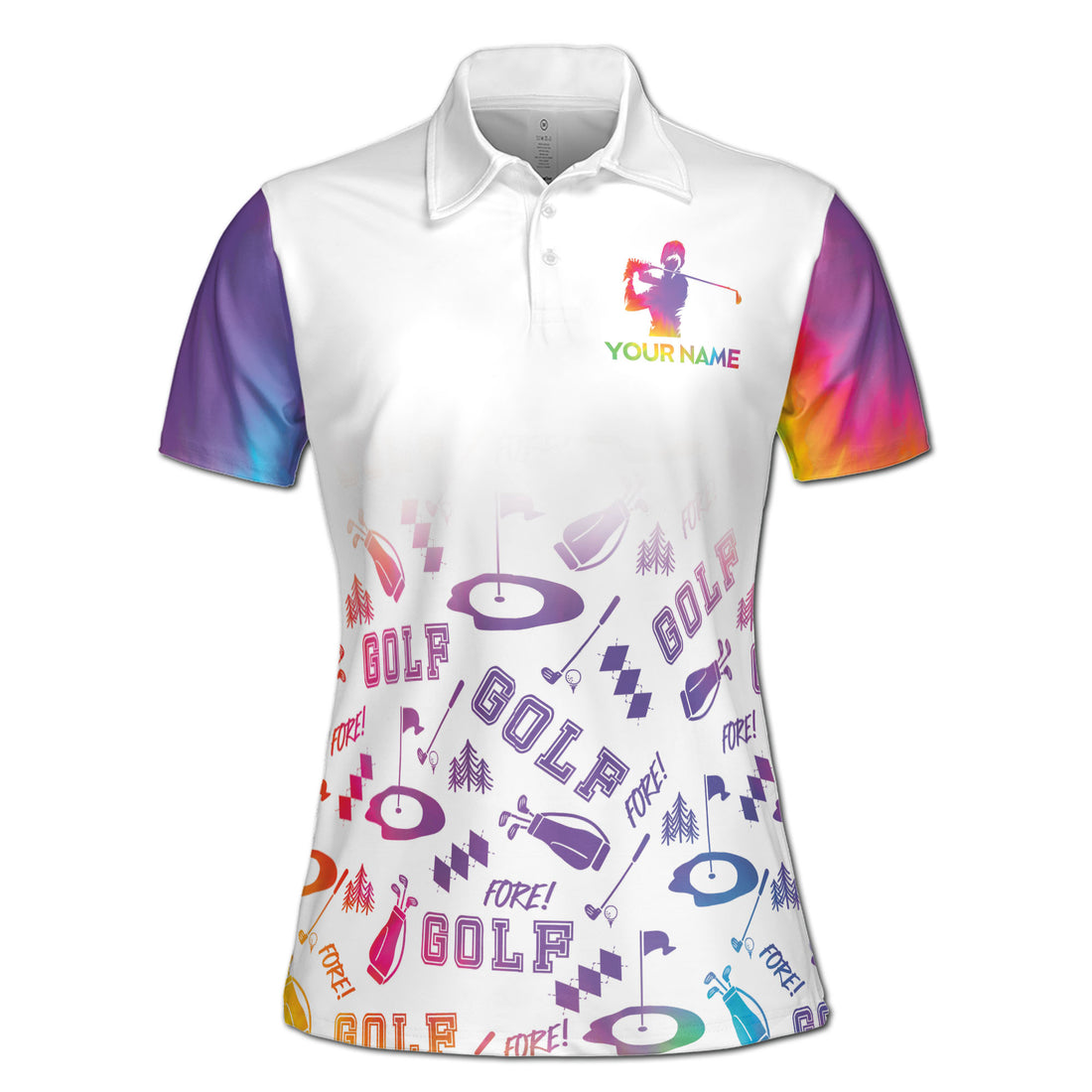 Custom Rainbow Lady Swing, Swear, Repeat Golf Women's Polo Shirt S-5XL