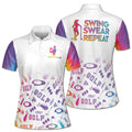 Custom Rainbow Lady Swing, Swear, Repeat Golf Women's Polo Shirt S-5XL