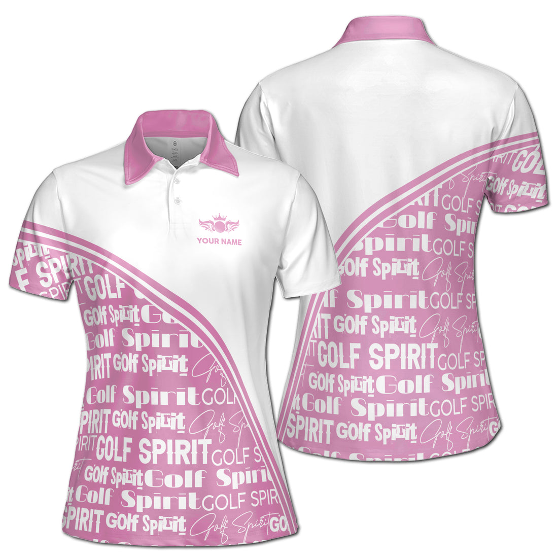 Custom Name Pink Pattern Golf Spirit Women's Polo Shirt S-5XL