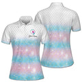Custom Name Rainbow Mermaid Pattern Golfer Women's Polo Shirt S-5XL