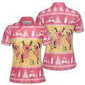Funny Adorable Flamingo Play Golf Happy Chrismast Women's Polo Shirt S-5XL