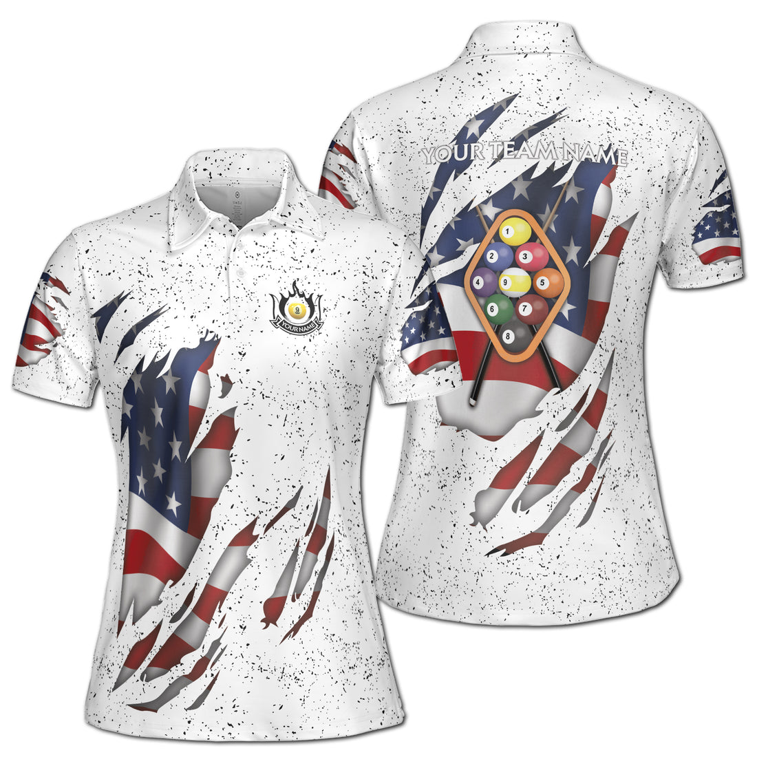 Custom Billiard 9 Ball Pool White Women's Polo Shirts, Billiard Women's Polo Shirts S-5XL