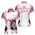 Custom Name Queen of Darts Colorful Spatter Women's Polo Shirt S-5XL