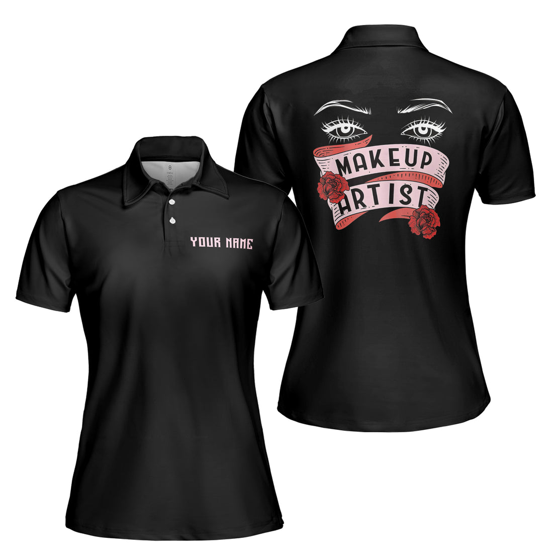 Custom Name Makeup Artist Polo Black Women's Polo S-5XL