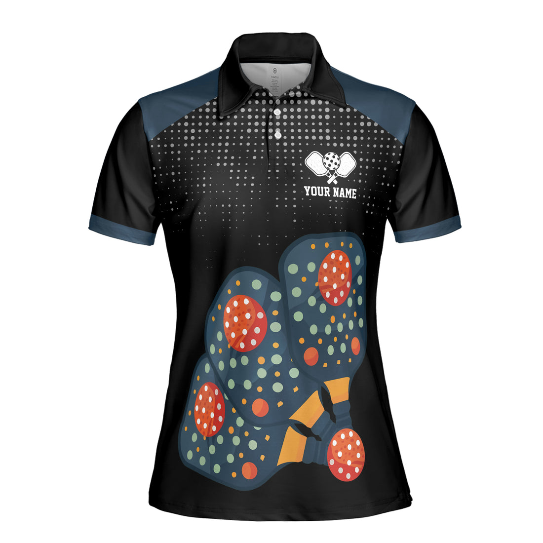 Customized Name Funny Colorful Pickleball Team Custom Women's Polo Shirt S-5XL