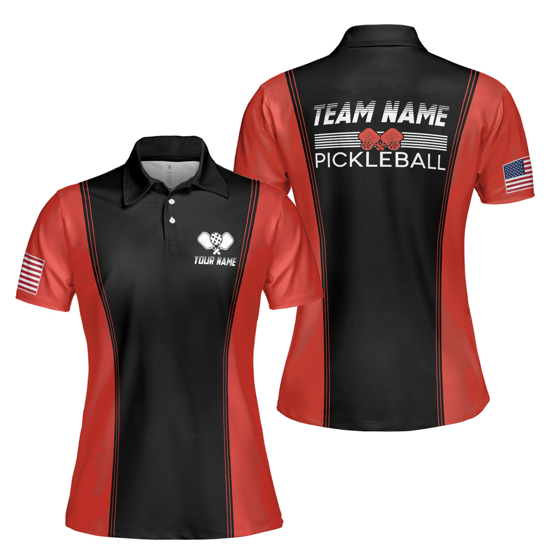 Customized Name Patriotic American Pickleball Player Women's Polo Shirt S-5XL