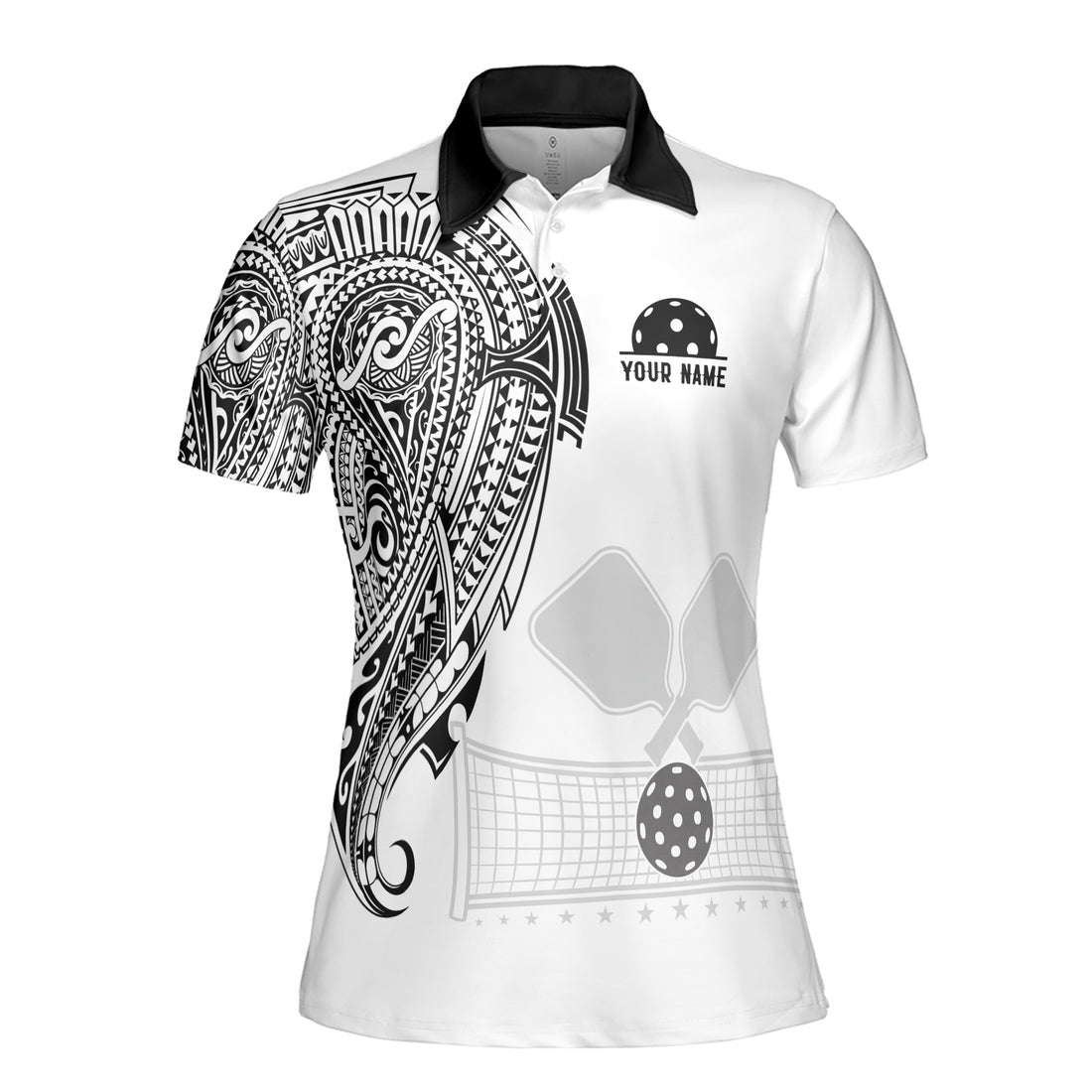 Customized Name Viking Tattoo Tribal Pattern Pickleball Women's Polo Shirt S-5XL