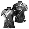 Customized Name Grey Spatter Pickleball Team Play Women's Polo Shirt S-5XL