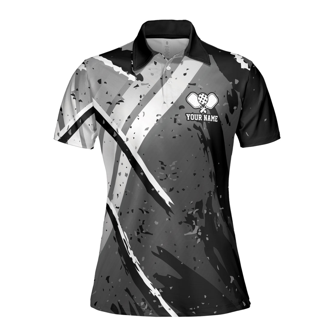Customized Name Grey Spatter Pickleball Team Play Women's Polo Shirt S-5XL