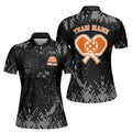 Personalized Black Monochrome Pattern Pickleball Women's Polo Shirt S-5XL