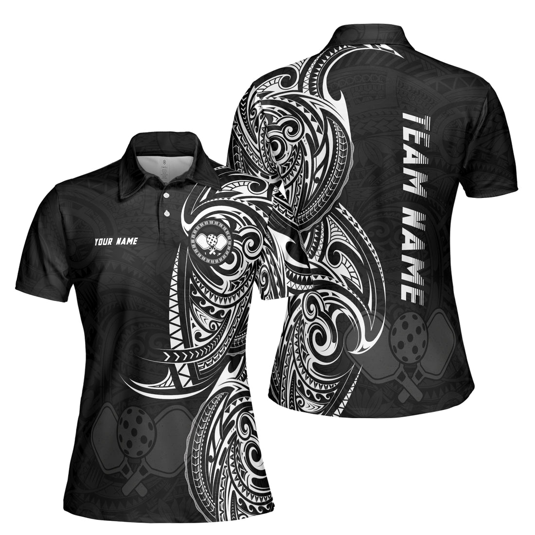 Customized Name Viking Ancient Tribal Pattern Pickleball Women's Polo Shirt S-5XL
