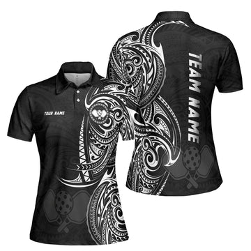 Customized Name Viking Ancient Tribal Pattern Pickleball Women's Polo Shirt S-5XL