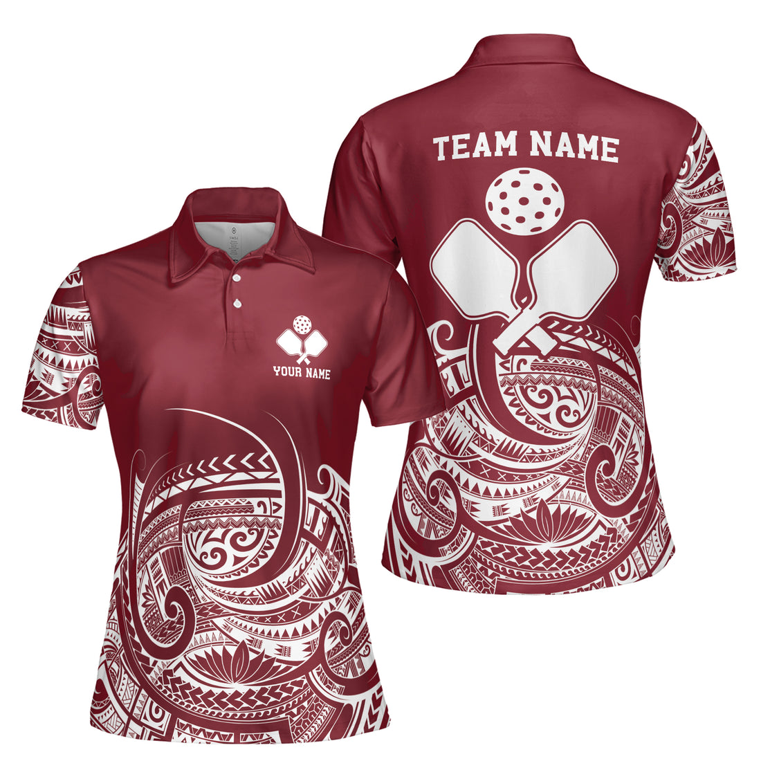 Personalized Name Red Viking Tribal Pickleball Women's Polo Shirt S-5XL