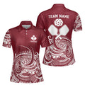 Personalized Name Red Viking Tribal Pickleball Women's Polo Shirt S-5XL
