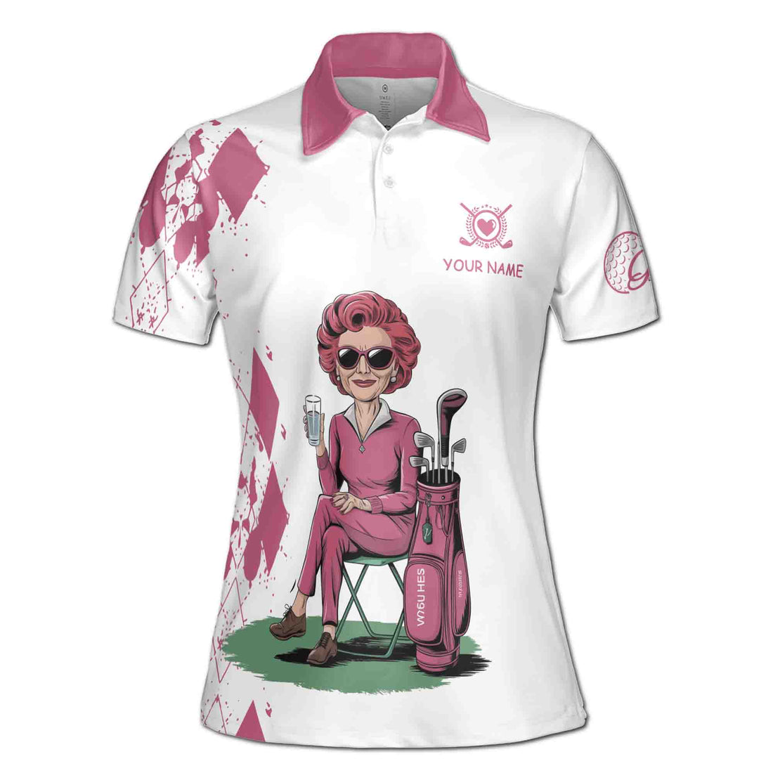 Custom Name Underestimate An Old Woman With A Golf Club Women's Polo Shirt S-5XL