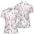 Custom Name Golf Mixing Pattern With Heartbeat Women's Polo S-5XL