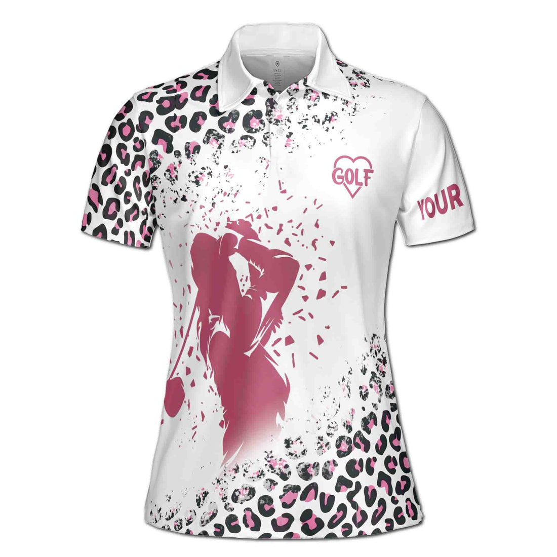 Custom Name Golf Girl Leopard I'm Using My Workout Words Women's Polo S-5XL