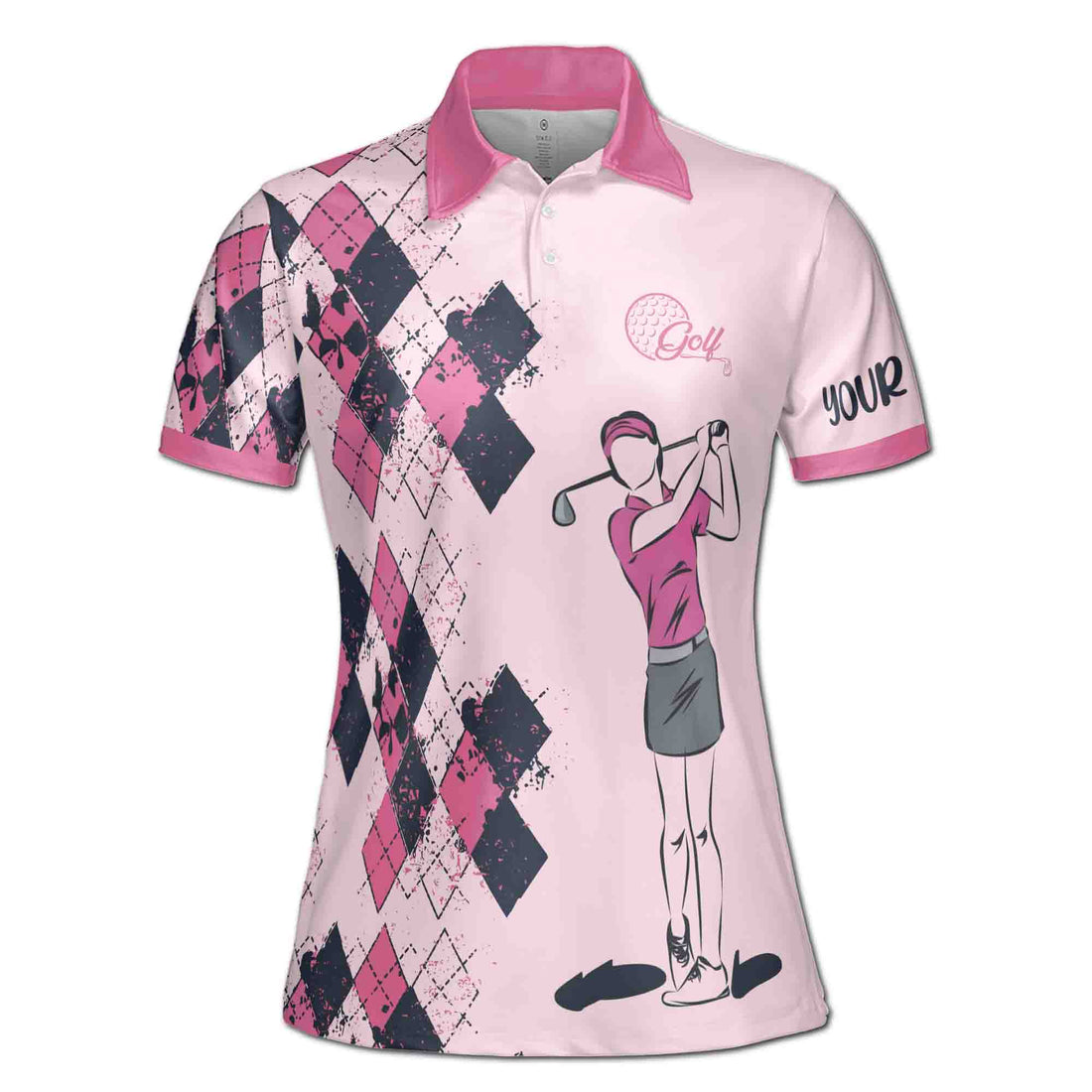 Custom Name Golf Lover Lady Playing Golf Women's Polo S-5XL
