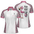 Custom Name Pink Leopard Par Then Bar Flamingo Women's Polo S-5XL