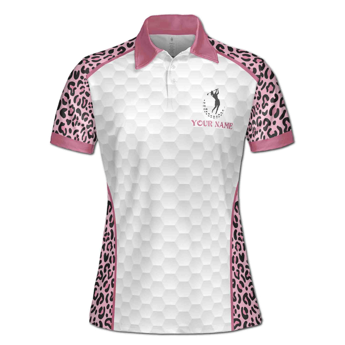 Custom Name Pink Leopard Par Then Bar Flamingo Women's Polo S-5XL