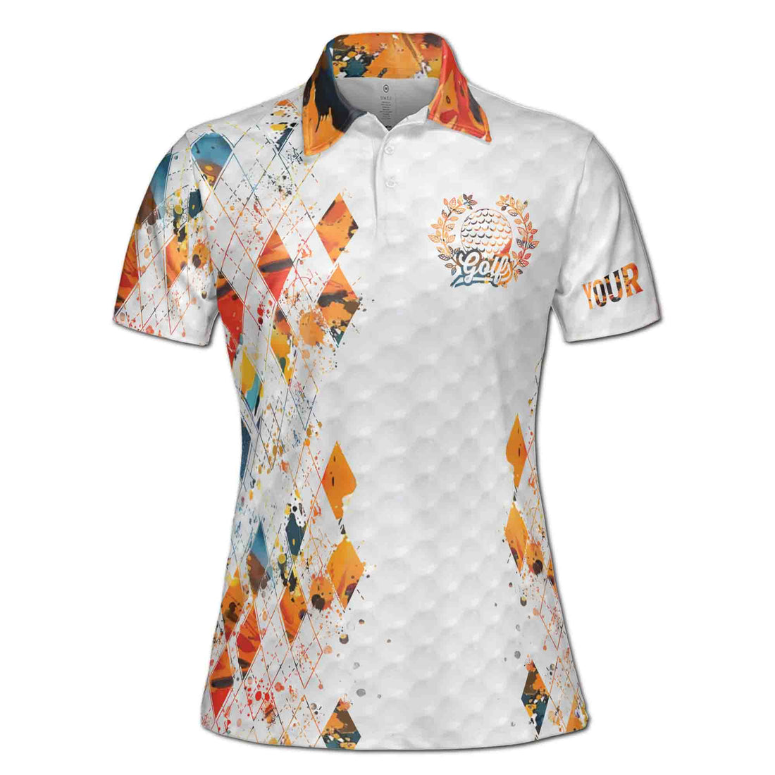 Custom Name Argyle Color Spatter Swing Sweat Repeat Golf Women's Polo Shirt S-5XL