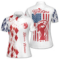 Custom Name America Girl Golf Polo Lady Plays Golf Women's Polo S-5XL