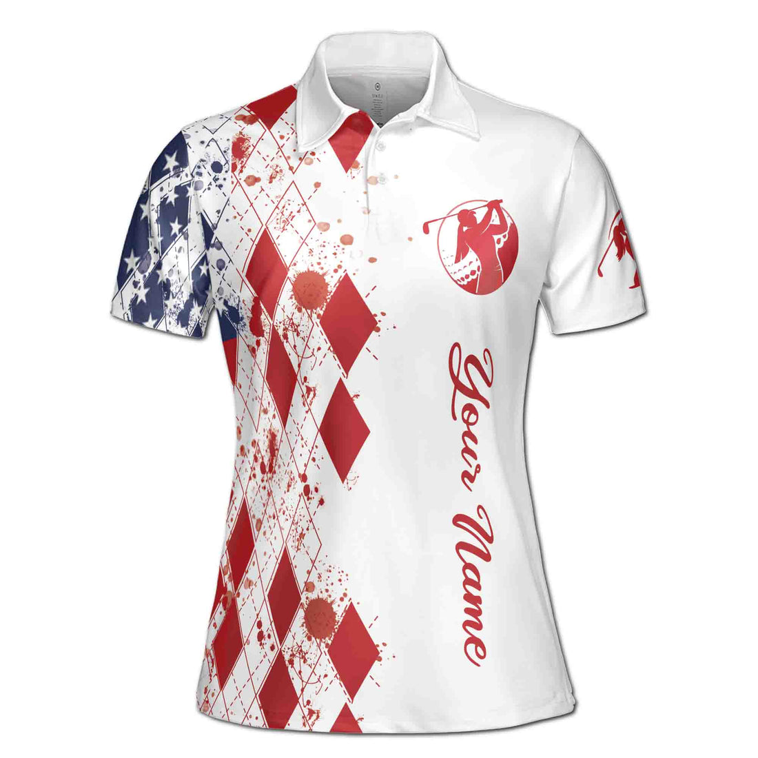 Custom Name America Girl Golf Polo Lady Plays Golf Women's Polo S-5XL