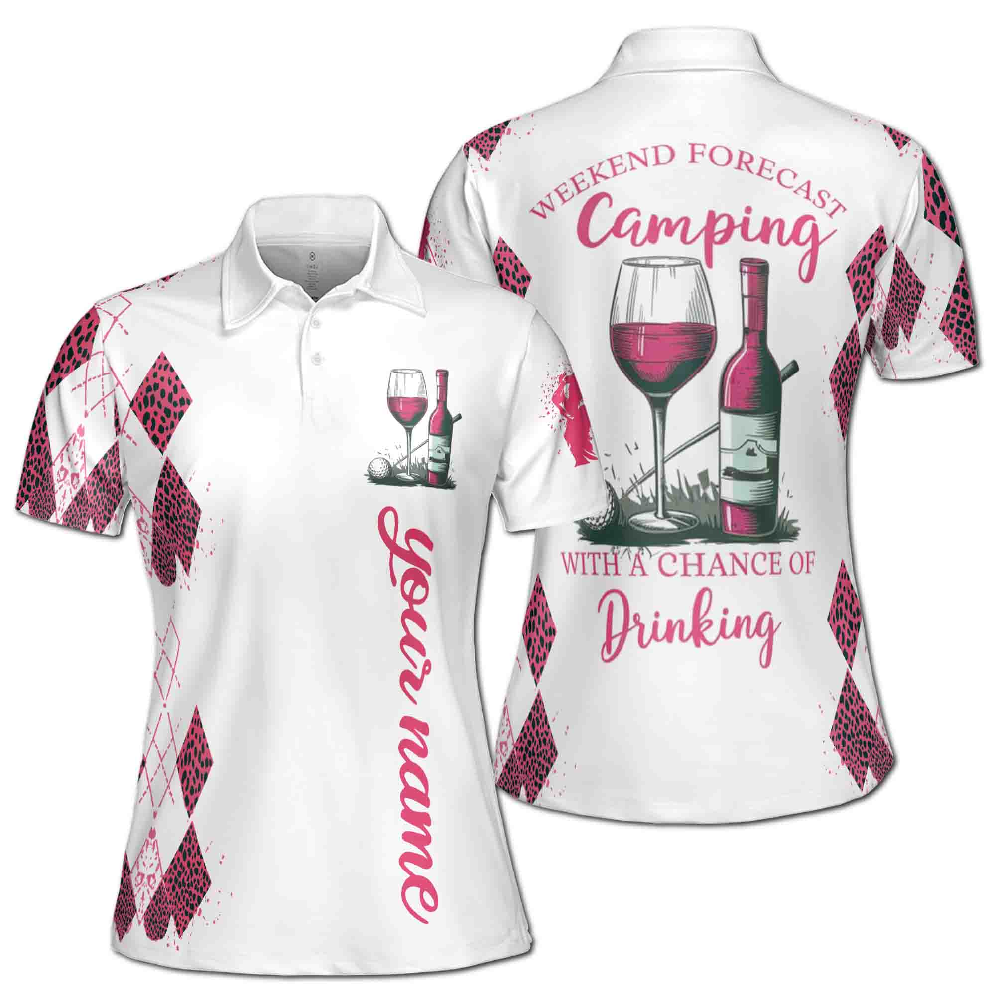 Custom Golf Weekend Forecast Camping With A Chance Of Drinking Women's Polo S-5XL
