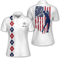 Custom American Flag Golf Pattern Argyle Women's Polo Shirt S-5XL