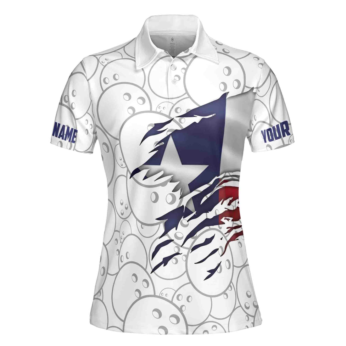 Custom Name Bowling Shirts Custom Texas Flag Women's Polo Shirt S-5XL